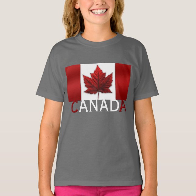 Camiseta infantil da bandeira do Canadá Camisetas  (Frente)