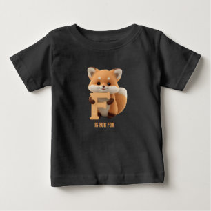 Camiseta Infantil da Letra F da Raposa Fofa Alfa