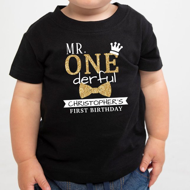 Camiseta infantil de 1º aniversário Mr. ONEderful (Criador carregado)