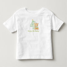 Camiseta Infantil de 4º Aniversário Urso Fofo de A