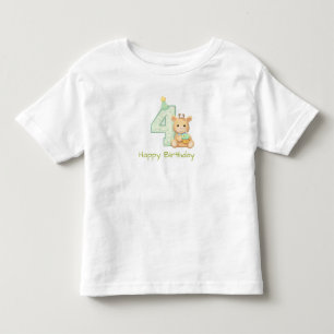 Camiseta Infantil de 4º Aniversário Urso Fofo de A