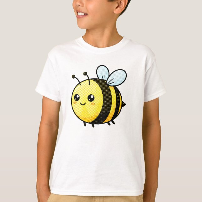 Camiseta Infantil de Abelha Kawaii Fofa (Frente)