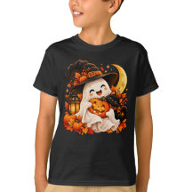 Camiseta Infantil de Abóbora Fantasma de Halloween
