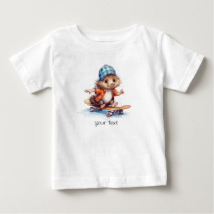 Camiseta Infantil de Agua-Marinha deouriço-Feliz