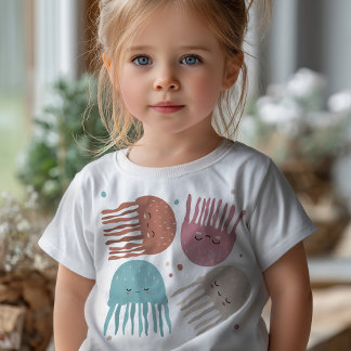 Camiseta Infantil de Água-viva Fofa Kawaii