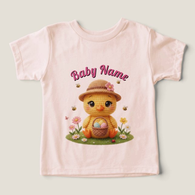 Camiseta Infantil de Amigurumi de Fila de Páscoa F (Design frontal)