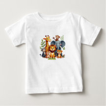 Camiseta Infantil de Animais da Selva Safari Fofa