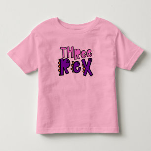 Camiseta infantil de aniversário de três Rex para 