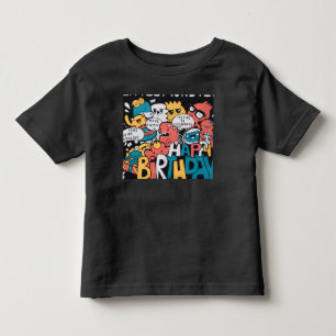 Camiseta Infantil de Aniversário Feliz Doodle