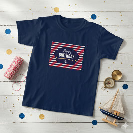 Camiseta Infantil de Aniversário Náutico – Azul Ma