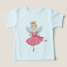 Camiseta Infantil de Bailarina Fada em Aquarela