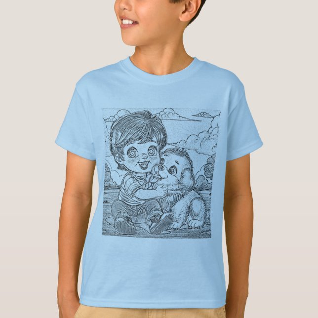 Camiseta infantil de bebê fofo e animais de estima (Frente)