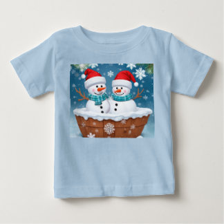 Camiseta Infantil de Bonecos de Neve Engraçados
