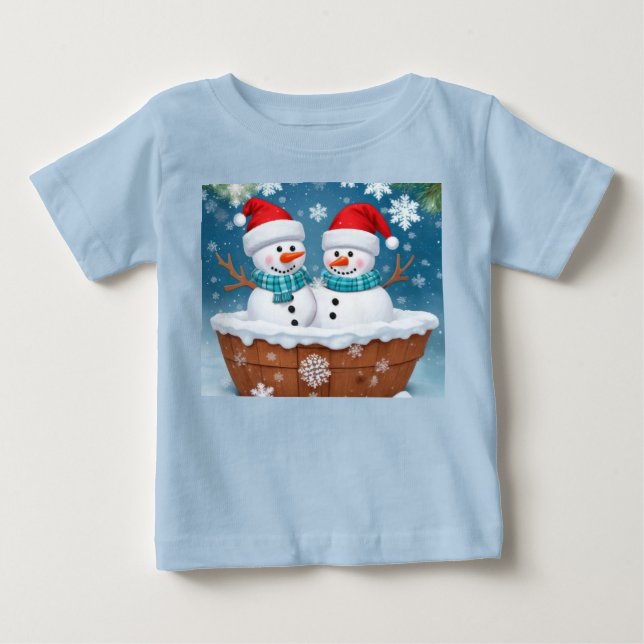 Camiseta Infantil de Bonecos de Neve Engraçados (Frente)