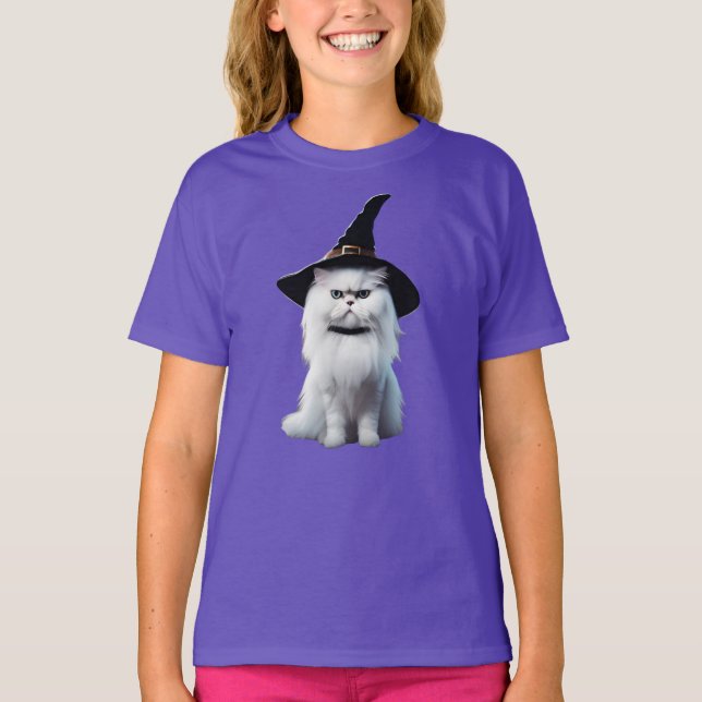 Camiseta Infantil de Bruxa Persa Branca Fofa (Frente)