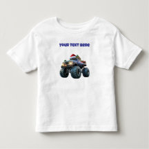 Camiseta infantil de caminhão monstro azul editáve