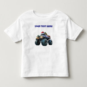 Camiseta infantil de caminhão monstro azul editáve