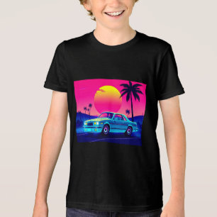 Camiseta Infantil de Carro Musculoso Neon dos Anos
