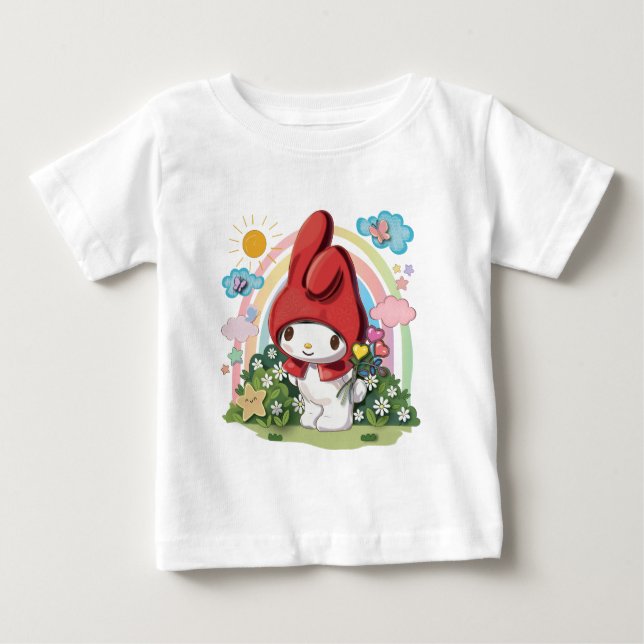 Camiseta Infantil de Coelho e Flores da Floresta F (Frente)