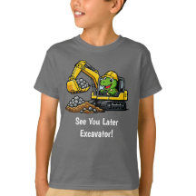 Camiseta Infantil de Construção com Escavadeira T-