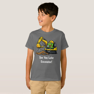 Camiseta Infantil de Construção com Escavadeira T-