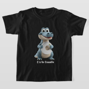 Camiseta Infantil de Crocodilo Fofo   C é de Croco