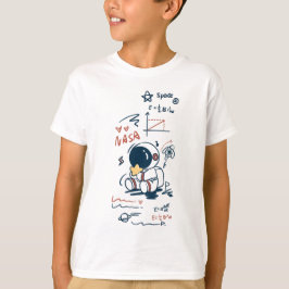 Camiseta infantil de desenho animado espacial de a