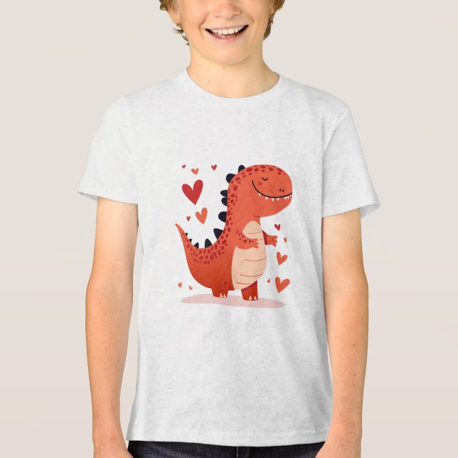 Camiseta Infantil de Dinossauro Fofo Amor (Frente)