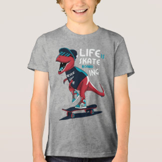 Camiseta Infantil de Dinossauro T-Rex Skate Legal