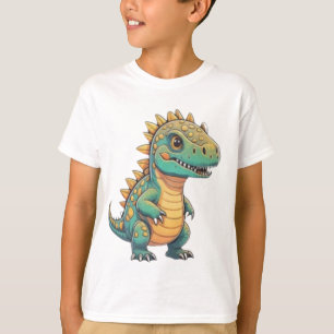 Camiseta Infantil de Dinossauro T-Rex Verde Espinh