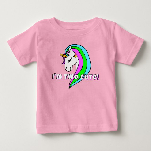 Camiseta infantil de dois unicórnios arco-íris fof (Frente)
