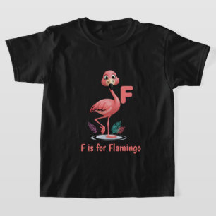 Camiseta Infantil de Flamingo Fofo F é para Flam