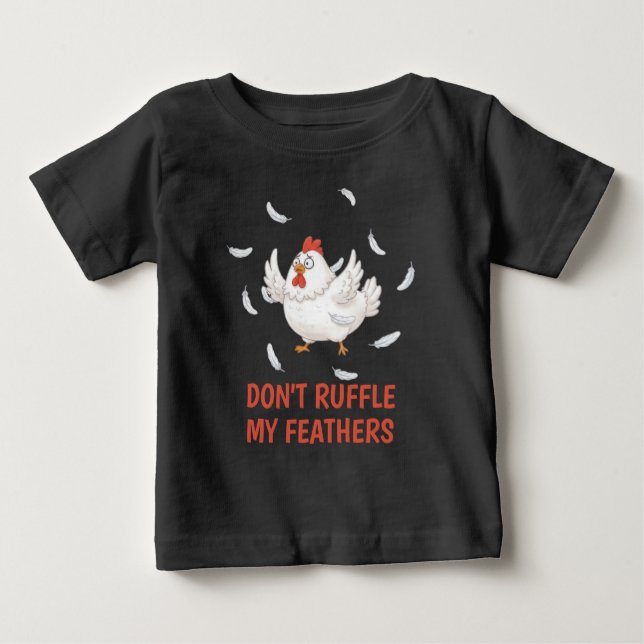 Camiseta infantil de frango penas (Frente)