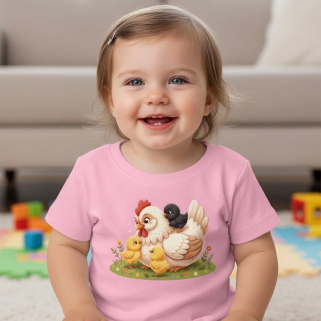 Camiseta Infantil de Galinha Mãe Fofa, Fazenda de  (Criador carregado)