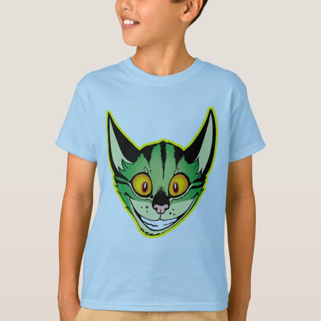 Camiseta Infantil de Gato de Desenho Fluorescente (Frente)