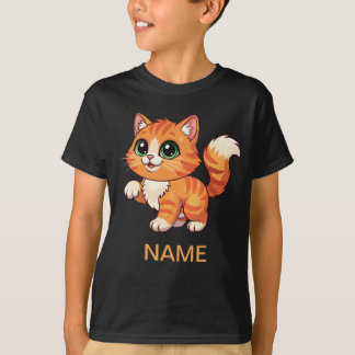 Camiseta Infantil de Gato de Desenho Fofo