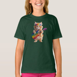 Camiseta Infantil de Gato Laranja Fofo e Astro do