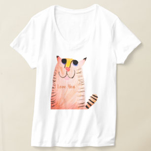 Camiseta Infantil de Gato Laranja Tabby Desenhado 