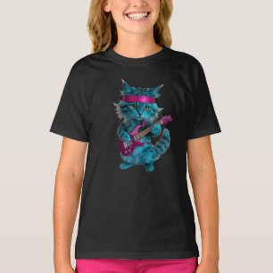 Camiseta Infantil de Gato Turquesa Fofa