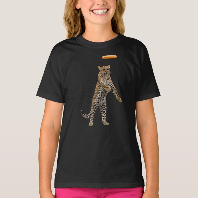Camiseta Infantil de Golfe de Disco Leopardo Diver (Frente)