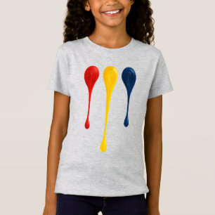 Camiseta Infantil de Gotejamento de Tinta Primária