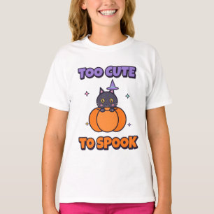 Camiseta infantil de Halloween de gato preto fofa