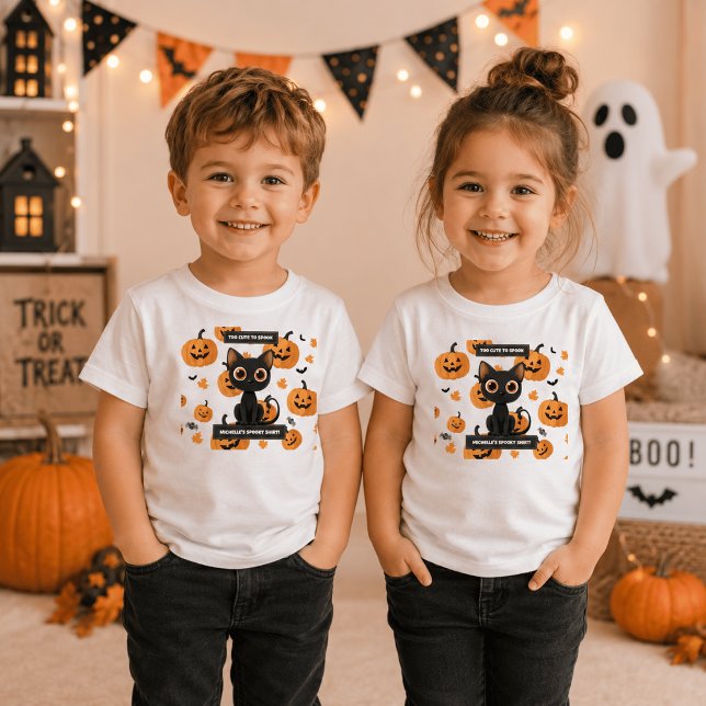 Camiseta Infantil de Halloween – Design de Gato Fo (Criador carregado)