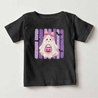 Camiseta Infantil de Halloween Fantasma Roxo Fofa