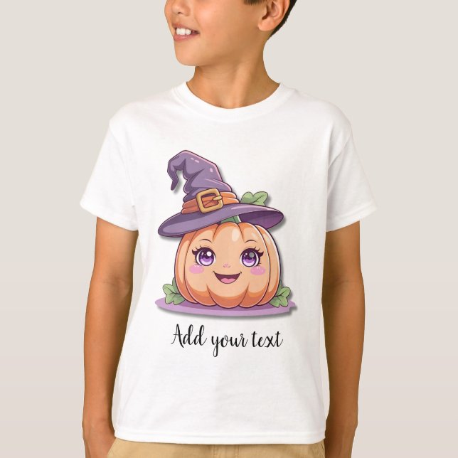 Camiseta Infantil de Halloween - Magia da Abóbora  (Frente)