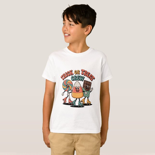 Camiseta Infantil de Halloween para a Turma do 'Tr (Frente Completa)