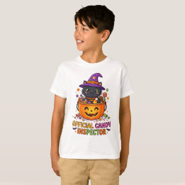 Camiseta Infantil de Halloween Retro Fofa ,Inspeto