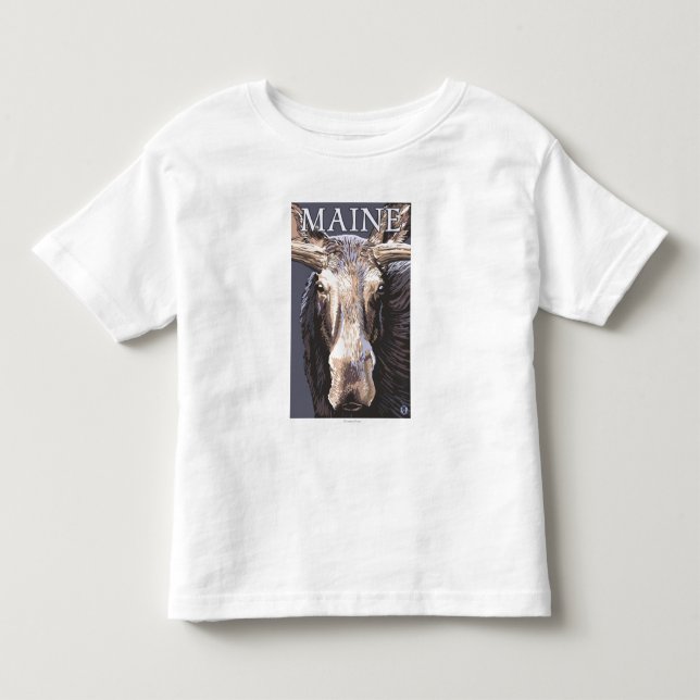Camiseta Infantil De MaineMoose fim acima (Frente)