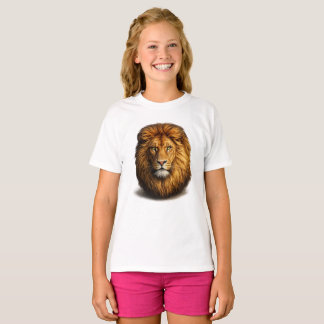 Camiseta Infantil de Manga Curta com Rosto de Leão