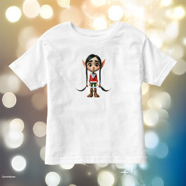 Camiseta Infantil de Menina Mangá Elfo de Natal